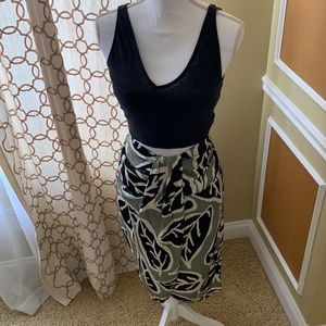 Zara Leaf Print Midi Skirt L